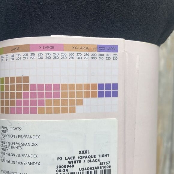 Lace and Opaque Tights Pantyhose2, 2-Packs Size XXXL - Picture 6 of 6